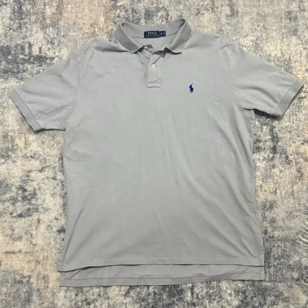 Polo Ralph Lauren Polo Shirt Gray Blue Pony Embroidered Short Sleeve Men’s XL